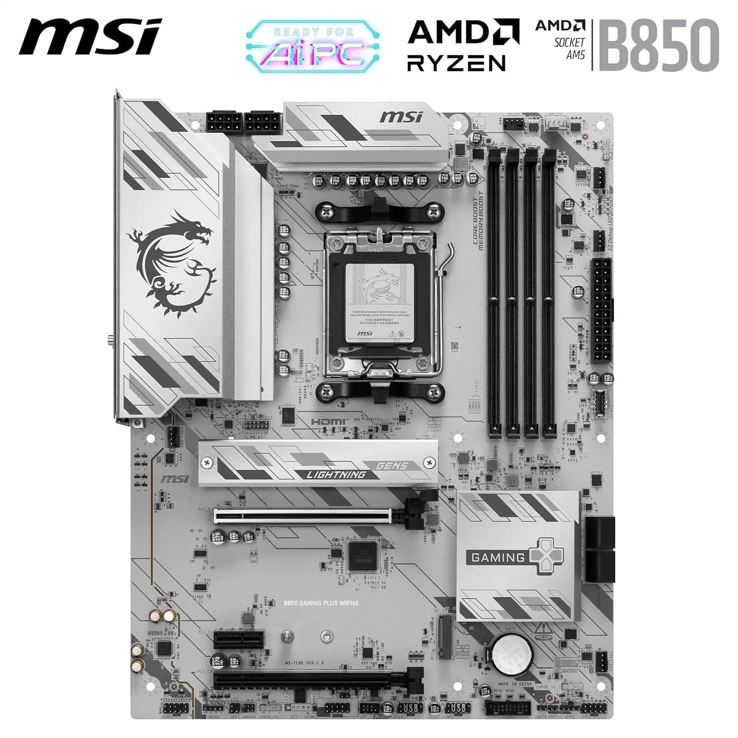 MSI B850 GAMING PLUS WIFI6E Motherboard | AM5 | DDR5 | ATX